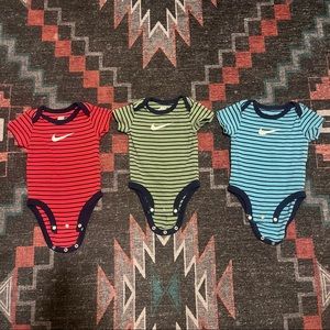 3 Pack Striped Nike Onesies